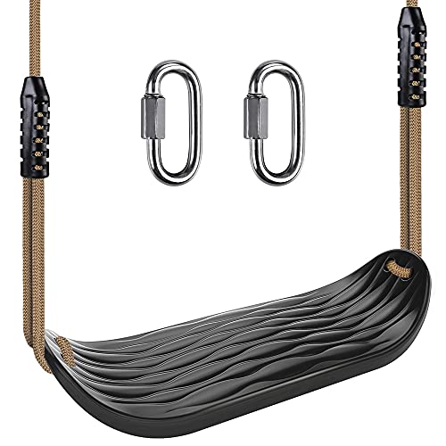 SELEWARE Garden Games Schaukelsitz aus Robustem Set mit 2m Langem Verstellbarem Seil und 2 Karabinern, Robustes Schaukel Outdoor Garten Schaukel Schwarz