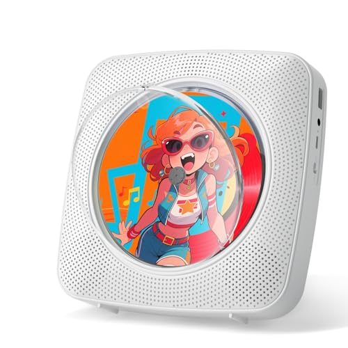 Gueray Tragbarer CD Player Tragbar : Radio CD Players Kinder CD-Player Discman mit 1800mAh Akku Lautsprecher abnehmbaren Staubschutzabdeckung Fernbedienung UKW-Radio USB AUX Funktion Weiß