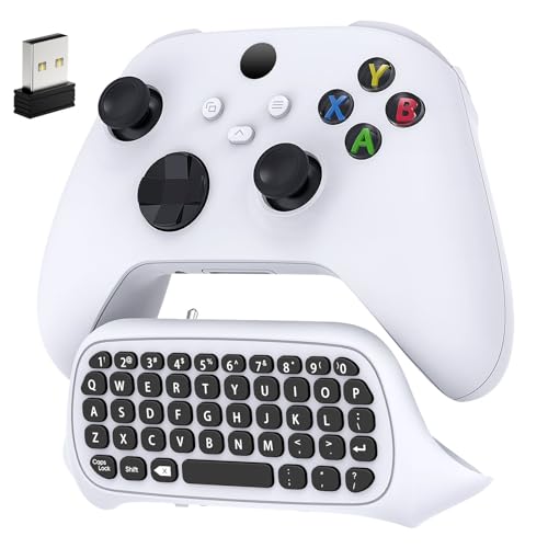 Auarte Tastatur für Xbox Series X/S, One/One X/S, Elite One/2 Controller, kabelloses Bluetooth Game Chatpad Keypad mit USB-Empfänger(Controller nicht inbegriffen),Weiß
