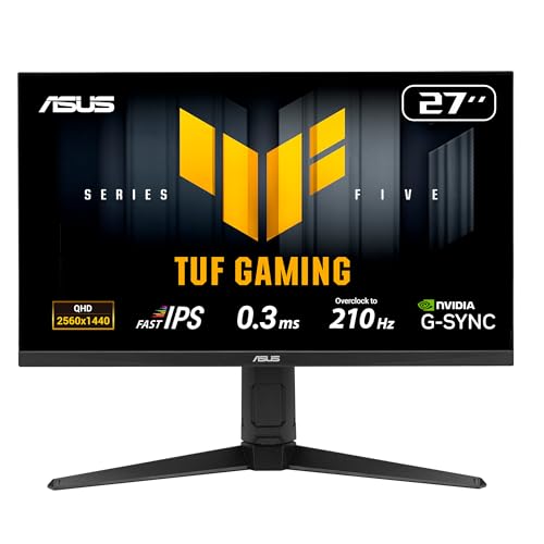 ASUS TUF Gaming VG27AQL5A 27 Zoll WQHD Monitor (210 Hz, 0.3ms GtG, FreeSync, Adaptive Sync, ELMB, GameFast, DisplayHDR 400, Fast-IPS Panel, 16:9, 2560x1440, DP, HDMI, USB-Hub, ergono., Speaker)