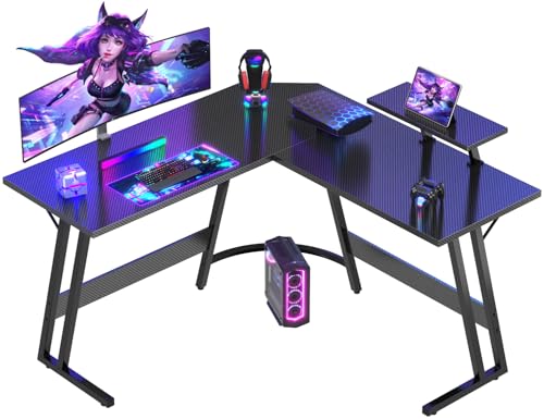 Devoko Gaming Tisch L Form, Eckschreibtisch für Gamer, Gaming Schreibtisch L Form, Groß Pc Computertisch, Schwarz, 120x120cm