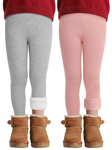 Ruisita 2er Pack Thermo Leggings Mädchen Gefütterte Winter Leggins Mit Fleece Kinder High Waist Thermounterwäsche Dicke Warm Lange Hose Strumpfhose