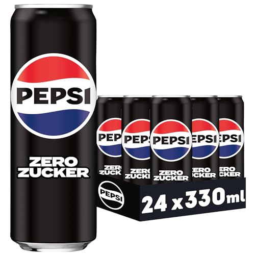 Pepsi Zero Zucker, Das zuckerfreie Erfrischungsgetränk von Pepsi ohne Kalorien, Koffeinhaltige Cola in der Dose, EINWEG Dose (24 x 0,33 l) (Verpackungsdesign kann abweichen)