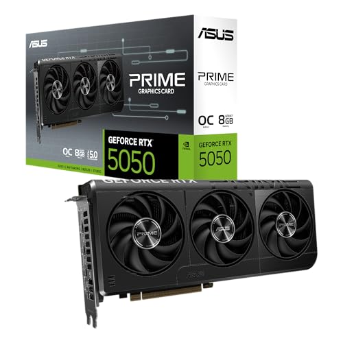 ASUS Dual GeForce RTX 5050 8GB GDDR6 OC Edition Gaming Grafikkarte (NVIDIA Blackwell Architektur und DLSS 4, 2,5-Slot Design, SSF, PCIe 5.0, 3X DisplayPort 2.1b, 1x HDMI 2.1b, PRIME-RTX5050-O8G)