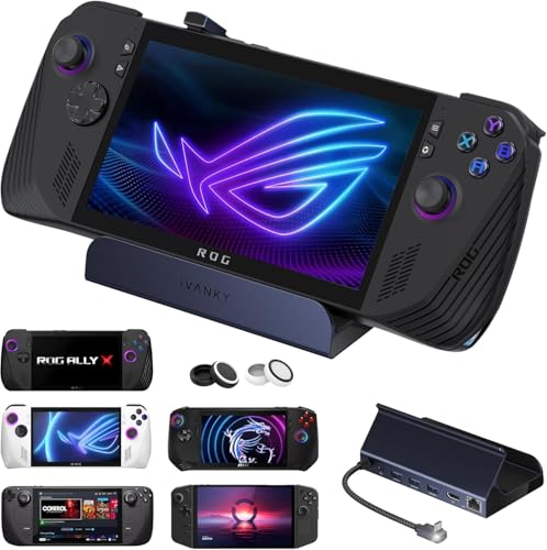 iVANKY 8-in-1 ROG Xbox Ally X Dock mit HDMI 2.1 4K@144Hz, 1Gbps Ethernet, 3*USB-A 3.0, 100W USB-C Ladung, Docking Station Kompatibel mit ASUS ROG Alloy X/Legion go/Valve Steam Deck OLED/MSI Claw