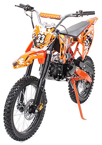 Actionbikes Motors Kinder Jugend Crossbike Predator 125 cc - Hydraulische Scheibenbremsen - CDI Zündung - Bis 80 Km/h - Pocket Bike - Motorrad - Motocross - Dirt Bike - Enduro - Dirtbike (Orange)