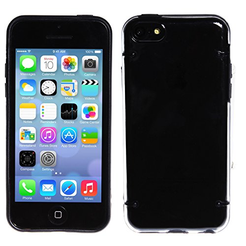 wortek® Schutzhülle Apple iPhone 5C Crystal Hybrid Case Transparent schwarz (Harte Rückseite und Silikon Rand)