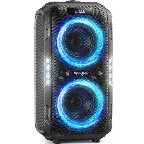 W-KING 270W PEAK Musikbox Bluetooth Lautsprecher Box Groß-Lautesten Party Boom Box Stereo Outdoor, Huge 125dB/12 Custom-Bässe/2*16,5CM-Woofers-Natür Super Bass/MIC&GTR IN/USB/TF/AUX,Herausnehmbar Akku
