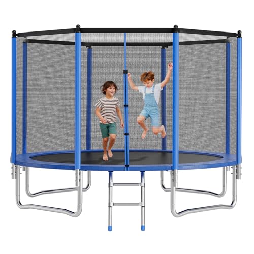 VEVOR Outdoor Trampolin Bodentrampolin 427 x 427 cm mit Sicherheitsnetz & Stahlrahmen, ASTM-geprüft, Hochleistungstrampolin, max. 204 kg Gewichtskapazität, Gartentrampolin für Kinder