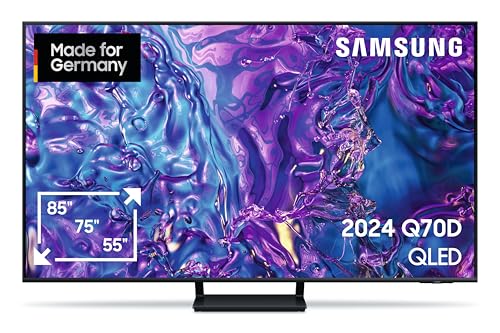 Samsung QLED 4K Q70D Fernseher 75 Zoll, AI Quantum Prozessor 4K, AI Upscaling, Tizen OS, Motion Xcelerator 120 Hz, Smart TV, KI TV, GQ75Q70DATXZG, Deutsches Modell
