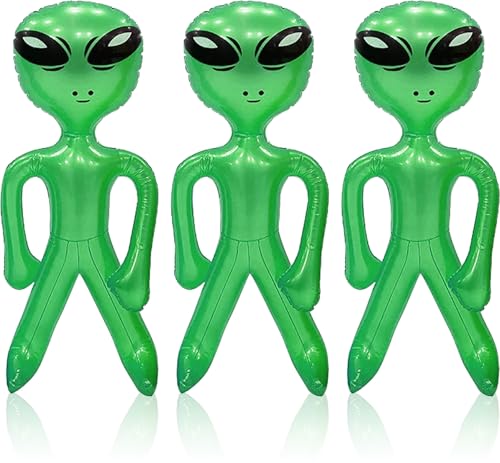 SAIIURV 3 Stück Alien aufblasbar 45 CM Halloween Alien aufblasbar, Alien Ballon, Alien Partydekorationen, Aliens Aufblasbares Spielzeug für Halloween Alien Party Dekorationen Geburtstag