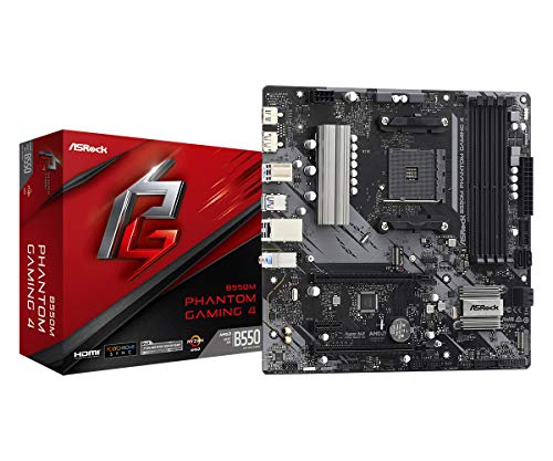 ASRock B550M Phantom Gaming 4 AM4 MATX SND + GLN + U3.2 + M2 SATA 6GB/S DDR4, 90-MXBE90-A0UAYZ