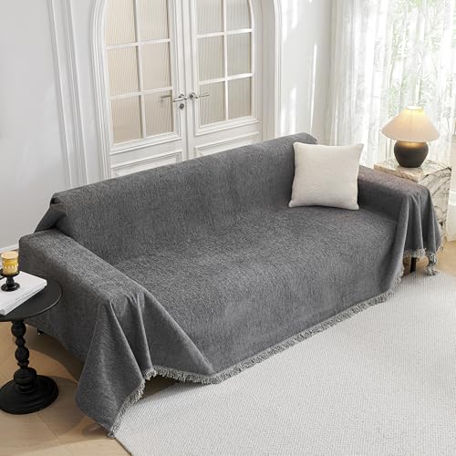MYSKY HOME Sofa überzug, Kratzschutz für Sofa, Sofabezug 1/2/3/4 Sitzer, Couch überzug, Sofaschutz Katze, Sofaüberwurf Couchschutz für Haustiere Haare Kinder Hund Kratzer, 180 * 300cm, Dunkelgrau