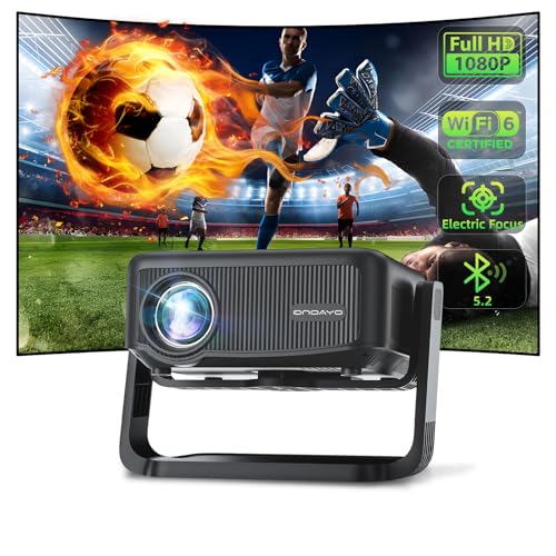 Mini Beamer 4k Unterstützt【360° drehbar/3S Motorischer Fokus】 25000LM 1080P HD, Videoprojektor WiFi6 Bluetooth 5.2 Projektor 70% Zoom: Trapezkorrektur ONOAYO Beamer Outdoor Heimkino HDMI/TV Stick