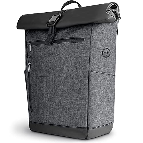 Wenter.S Rolltop Rucksack großer Kurierrucksack 25–30L anthrazit viele Taschen innen und aussen