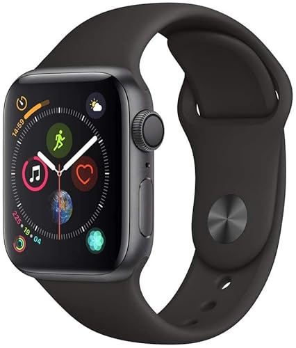 Apple Watch Series 4 44mm (GPS) - Aluminiumgehäuse Space Grau Schwarz Sportarmband (Generalüberholt)