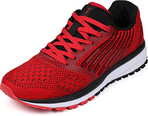 WHITIN Unisex Sportschuhe Damen Herren Turnschuhe Laufschuhe Sneakers Männer Walkingschuhe Modisch Bequem Joggingschuhe Fitness Schuhe Rot Größe 42