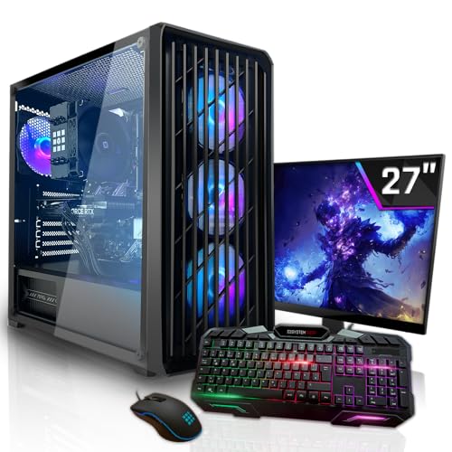 SYSTEMTREFF Basic Gaming Komplett PC Set AMD Ryzen 7 5700G 8x4.6GHz | AMD Radeon RX Vega 8 4K HDMI DX12 | 1TB M.2 NVMe | 32GB DDR4 RAM | WLAN Desktop Paket Computer für Gamer, Gaming