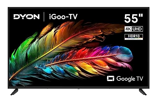DYON iGoo-TV 55U - 55 Zoll (139 cm) 4K Ultra HD Smart LED Fernseher mit Google TV, HD Triple Tuner, Sprachsteuerung, Netflix, Prime Video, YouTube, DAZN, Disney+