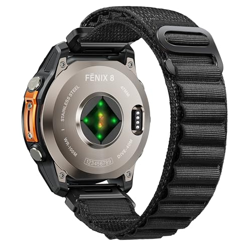 NotoCity für Garmin fenix 6 pro/7 Armband, Uhrenarmband 22mm für Garmin Fenix 6/7 pro/5/5 plus, Fenix 8/8 pro 47mm, Forerunner 965/955, Nylon Quickfit Armband für Epix Gen 2, G-Haken(Schwarz)