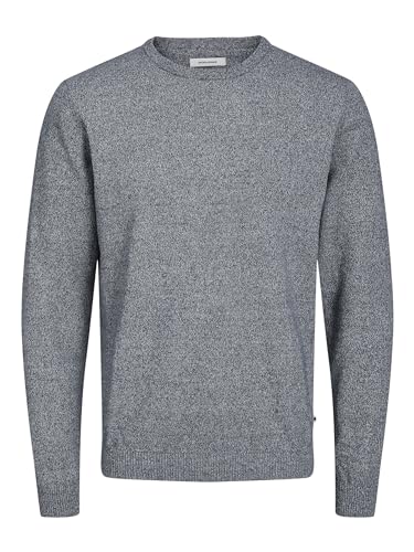 JACK & JONES Dünner Langarm Strickpullover Rundhals Basic Sweater Shirt Jumper JJEBASIC, Größe Pullover:M,Farben:Navy