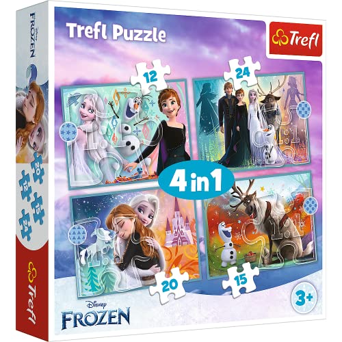 Trefl - Die erstaunliche Welt von Eiskönigin - 4-in-1-Puzzle - Disneys Eiskönigin 2 mit hochwertigem Druck für Kinder ab 3 Jahren