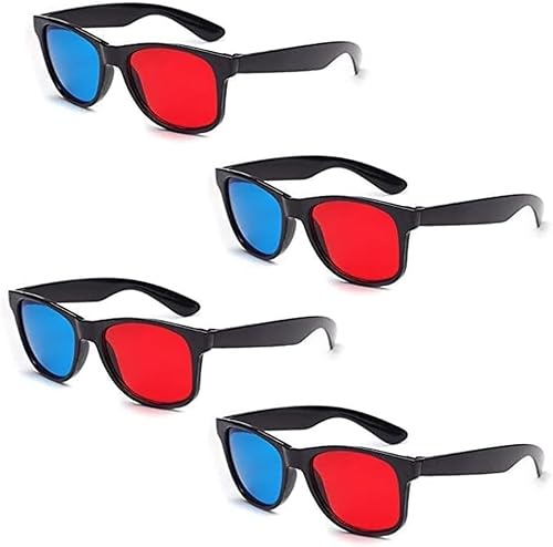 3D-Brille, universal, TV-Film, dimensionaler Videorahmen, 3D-Brille, DVD-Spiel, Glas, 3D-Stil, Brille für 3D-Filme, Spiele, 3D-Brille, leichtes einfaches Design, Zubehör, Rot und Blau, 4 Stück