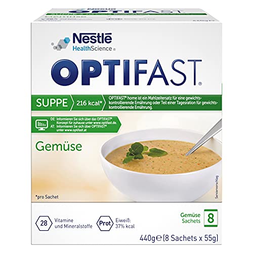 OPTIFAST Diät Suppe Gemüse zum Abnehmen | eiweißreicher Mahlzeitenersatz mit wichtigen Vitaminen und Mineralstoffen | schnell zubereitet und lecker im Geschmack |8 x 55g