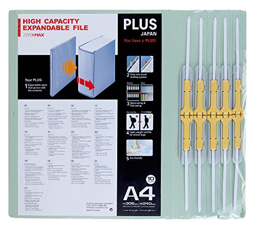 PLUS Japan, Zero Max Platzsparordner in Grau, 10er Pack (1x 10 Ordner)