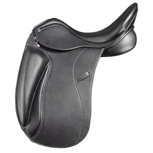 EQUIEMPRESS Premium englischer Springsattel aus strapazierfähigem Leder für Pferde Stabiler Reitsattel für Springreiten Vielseitigkeit und Outdoor Reiten (17 inches)