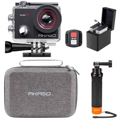 AKASO Action Cam 4K30FPS 20MP mit Schwimmender Handgriff und Tasche WiFi 40M Unterwasserkamera Wasserdicht Ultra HD Touchscreen Einstellbar Weitwinkel EIS Actioncam mit 2.4G Fernbedienung