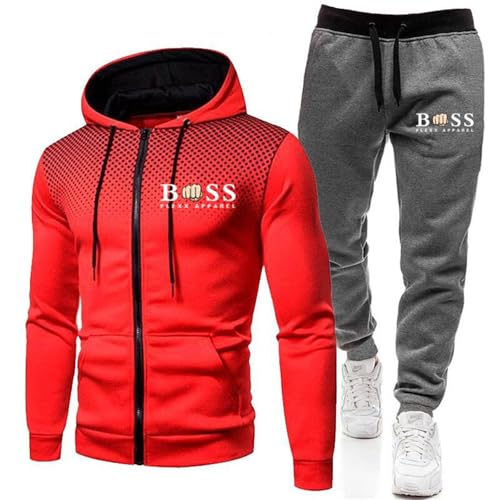 Generisch Herren Trainingsanzug 2 Teilig Set Sweatshirt Und Jogginghose Jogginganzug Sport Outfits Freizeitanzug Atmungsaktiv Sportanzug Tracksuits