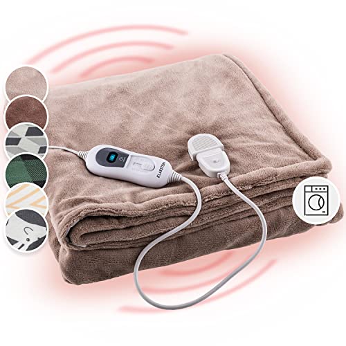 Klarstein XXL Wärmedecke, 120W Heizdecke mit Abschaltautomatik, Kuscheldecke fürs Bett, Sofa & Camping, Elektrische Heizdecken Groß, Wärmedecken Energiesparend & Waschbar, Decke Elektrisch 200x180 cm