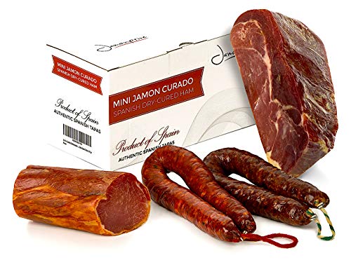 Serrano Schinken gereift ohne Knochen 1 Kg & Lomo (Lende) Duroc Natural 250 gr + Chorizo Paprikawurst 200 gr+ Salchichón Serrano Dauerwurst Extra 200 gr - Spanischer Schinken Jamonprive