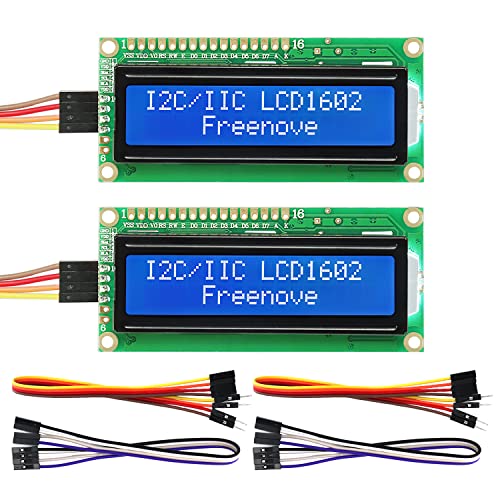 FREENOVE I2C IIC LCD 1602 Module (2 Pack), New Type TWI Serial 16x2 Display, Compatible with Arduino Raspberry Pi Pico ESP32 ESP8266