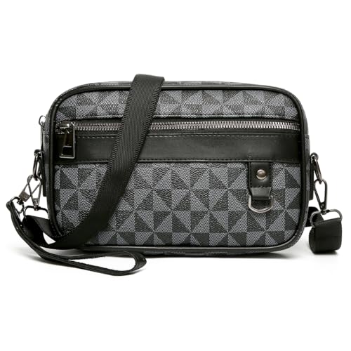 Vpoofree Umhängetasche Herren Klein PU leder Wasserdichte Schultertasche Herrentasche Zum Umhängen Handytasche Crossbody Bag Seitentasche Kuriertasche Männer Tasche (Schwarz Umhängetasche)