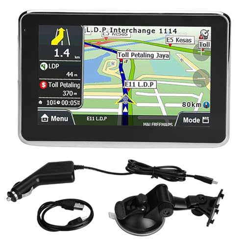 Keenso GPS Navigationssystem Universal 5 Zoll Touchscreen für Auto LKW 256MB 8GB MP3 FM Europa Karte/Lebenszeitkarten/Live-Verkehr/Live-Parken/Fahrerwarnungen/Automatische Stimme