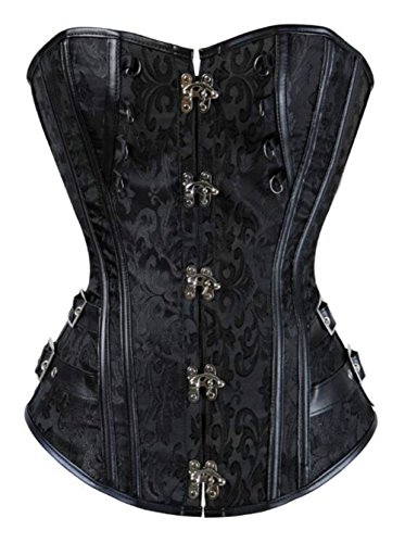KUOSE Damen Vollbrust Faux Leder Steampunk Corsage Korsett Übergrößen S-6XL