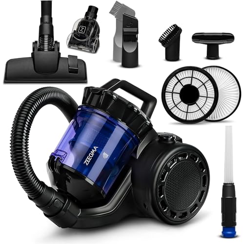 Zeegma Zonder Base Staubsauger beutellos Zyklon Staubsauger, hohe Saugleistung, 2 HEPA H13 und waschbare Filter Allergikerfreundlich Staubbehälter, 2,5 Liter