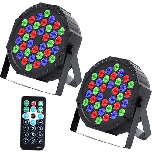 Lucfulyear LED Par Licht 36 LED Bühnenlicht Discolicht Partylicht RGB Digital Multiplex512 mit Fernbedienung, LED Strahler mit 7 Lichtmodi DJ Licht für Party Bar Stage Weihnachten,Wedding(2 pcs)