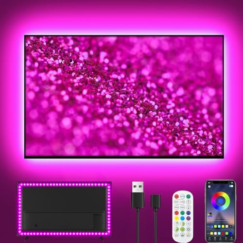 LED TV Hintergrundbeleuchtung, 5m LED Streifen für 45-75 Zoll TV, USB Led Strip mit Musik Sync, RGB TV Backlight Bluetooth APP&Fernsteuerung, Led Fernseher Beleuchtung für Deko (16.4FT for 45