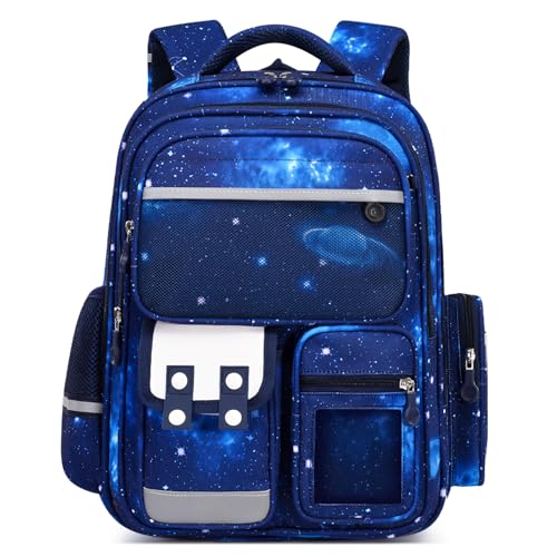 Amythe Schulrucksack Jungen 1-5 Klasse, 2025 Ergonomisch Rucksack Schule Kinder Schulranzen mit Reflektierend, Schultasche 6-12 Jahre Wasserabweisend 25L, Blau