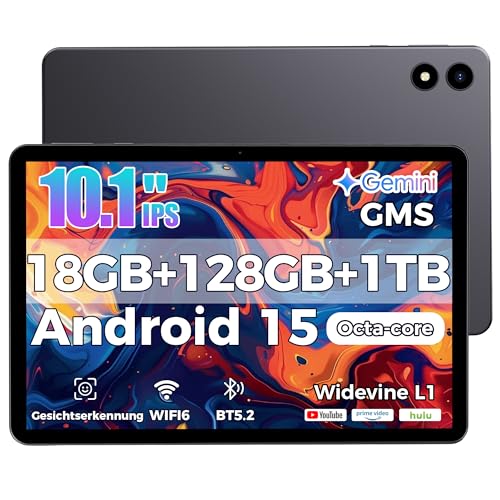 RebotAi 2026 Neuestes Tablet 10.1 Zoll Android 15 mit Gemini AI, 16GB RAM + 128GB ROM, GMS Widevine L1, WiFi 6 & BT 5.2, Dünn und leicht Tablet mit Gesichtserkennung