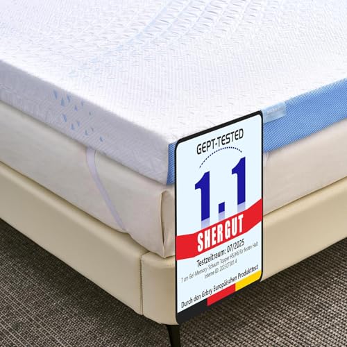 Grbsy 7cm Matratzentopper mit Tencel-Gewebe – Gel & Bambuskohle-Memory-Schaum, H5/H6, Ergonomische 7-Zonen Rückenunterstützung, Waschbar & Hygienisch, Oeko-TEX & CertiPUR-US Zertifiziert, 180x200x7cm