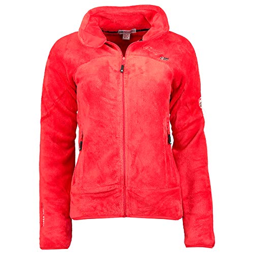 Geographical Norway Upaline Lady - Fleecejacke Damen Fine Frauen Warm Fermetur Zip - Jacke Fleece Herbst Winter Frühling Warm Frauen - Long Sleeve Pullover Pelz Weich Komfort Outdoor (Rot S)