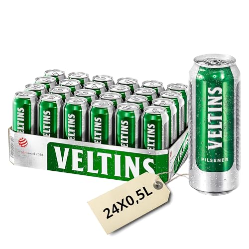 VELTINS Pilsener – 24 x 0,5 l Dosenbier (EINWEG) – Fein-herbes Premium Pils – Brautradition seit 1824 – Frisch & ausgewogen – 4,8 % vol. Alkohol