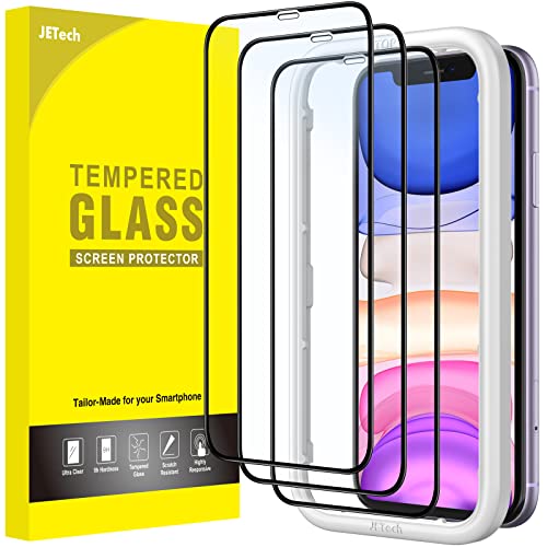 JETech Full Screen Schutzfolie für iPhone 11/XR 6,1 Zoll, Schwarzer Rand, Panzer Schutz Glas Folie Displayschutz mit Einfaches Installationswerkzeug, Hat Keinen Einfluss auf die Hülle, 3 Stück