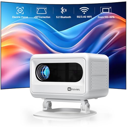 VOPLLS Mini Beamer, 23000L E-Fokus Trapezkorrektur Klein Projektor 4K Unterstützt, Portable Projectok WiFi6 Bluetooth 5.2 Full HD 1080P, Tragbarer Video Projector für Handy/TV Stick/Laptop/HDMI