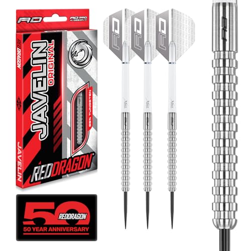 RED DRAGON Darts - Javelin Original Tungsten Darts | Profi Steeldarts mit Metallspitze, Flights & Shafts | Erhältlich in 20g, 22g, 24g, 26g | Präzise, langlebig & perfekt ausbalanciert.