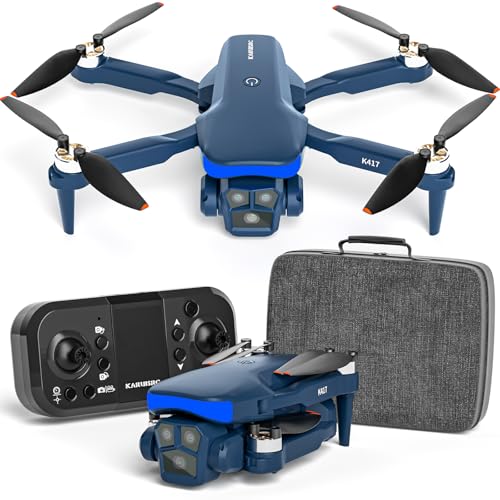 Drohne mit LED Blau Lampe, Bürstenloser Motor Drohnes mit HD 1080P Kamera Drohne für Anfänger,Mini RC Quadrocopter mit FPV 5GHZ WiFi Übertragung, 3D Flip,Höhenhaltung